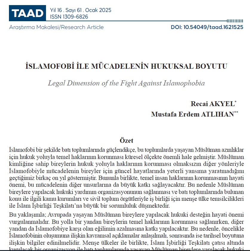 İslamofobi ile Mücadelenin Hukuksal Boyutu