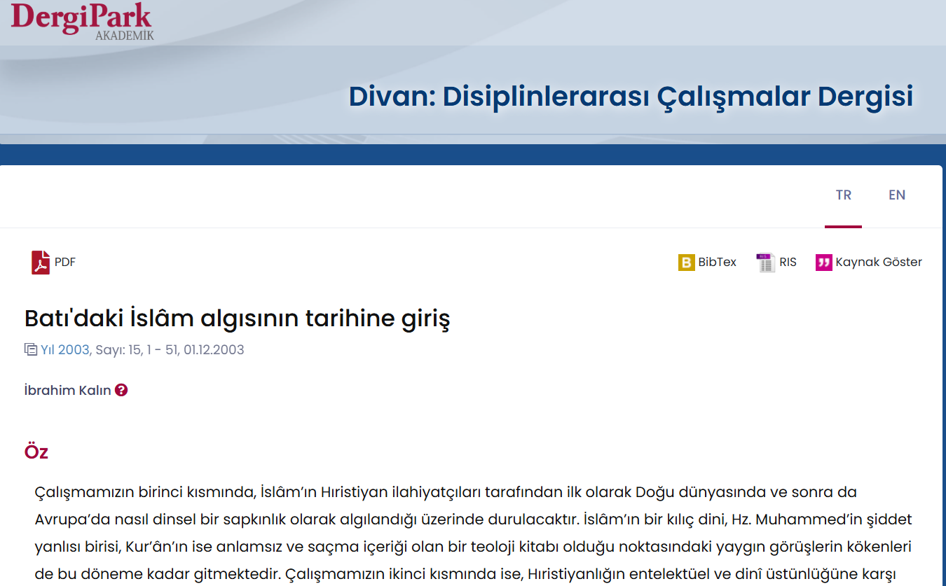 Batıdaki İslam Algısının Tarihine Giriş