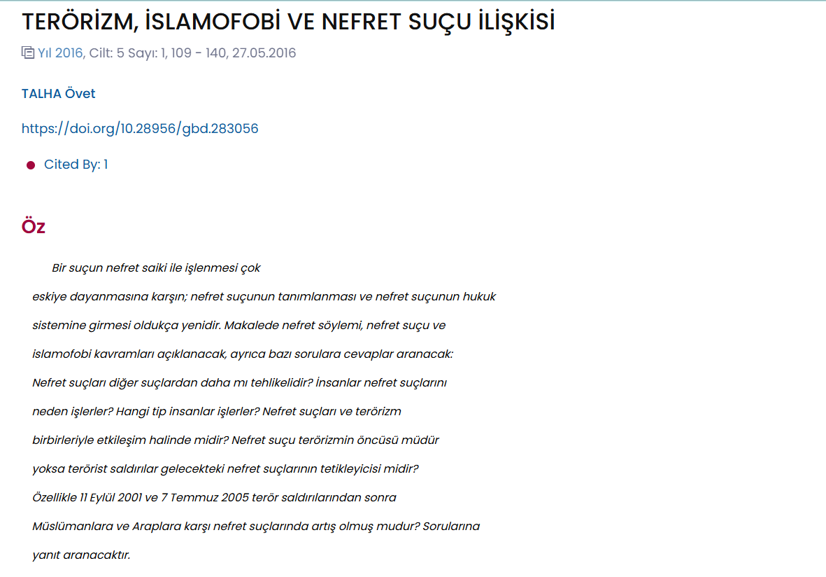 Terrörizm, İslamofobi ve Nefret Suçu İlişkisi