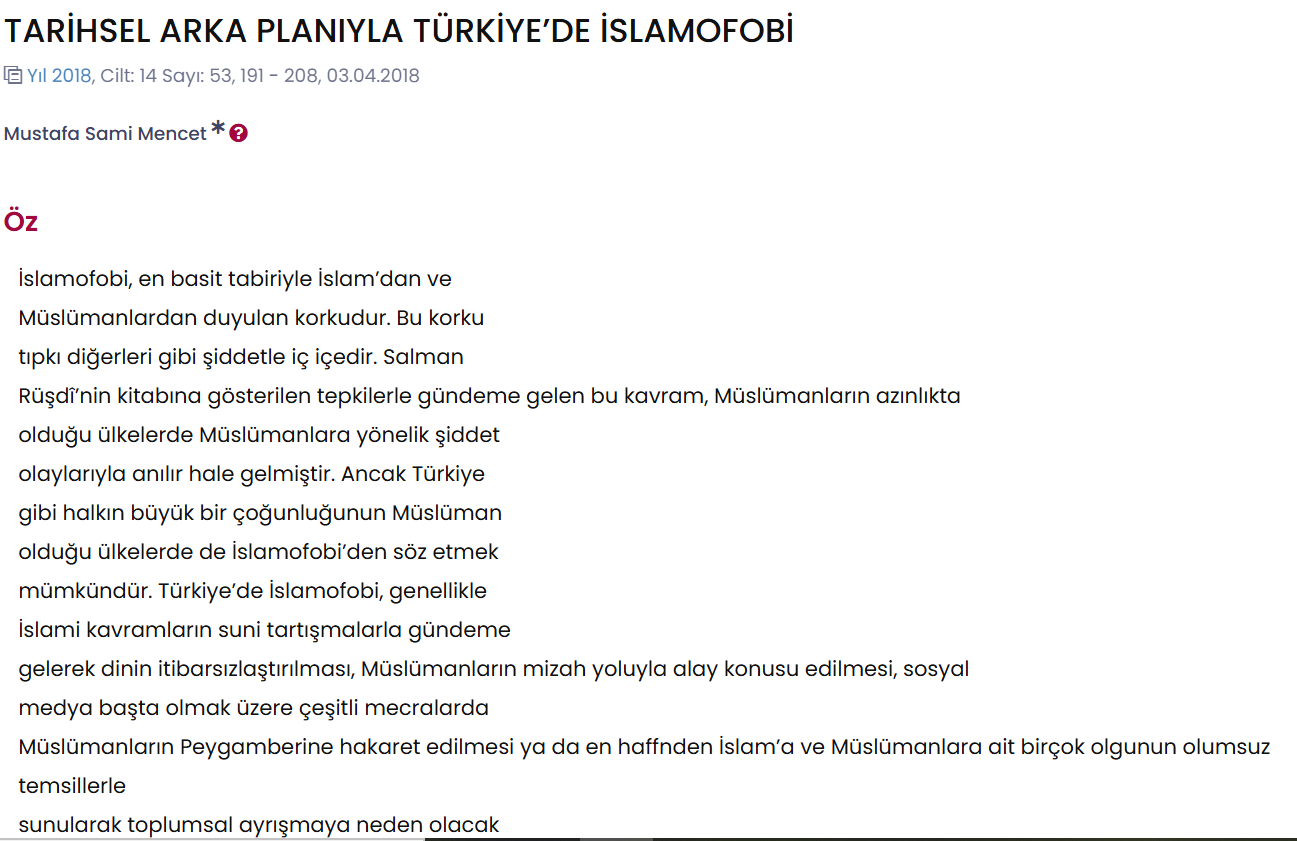 Tarihsel  Arka Planıyla Türkiye'de İslamofobi