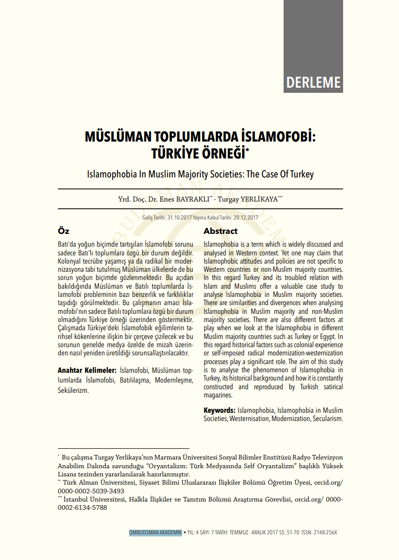 Müslüman Toplumlarda İslamofobi̇: Türki̇ye Örneği̇